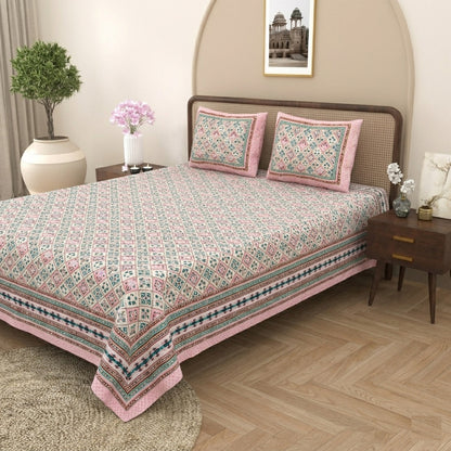 King Size 100% Cotton Double Bedsheet with 2 Pillow Covers