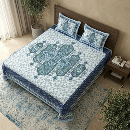 King Size 100% Cotton Double Bedsheet with 2 Pillow Covers