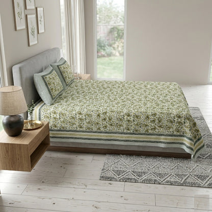 King Size 100% Cotton Double Bedsheet with 2 Pillow Covers