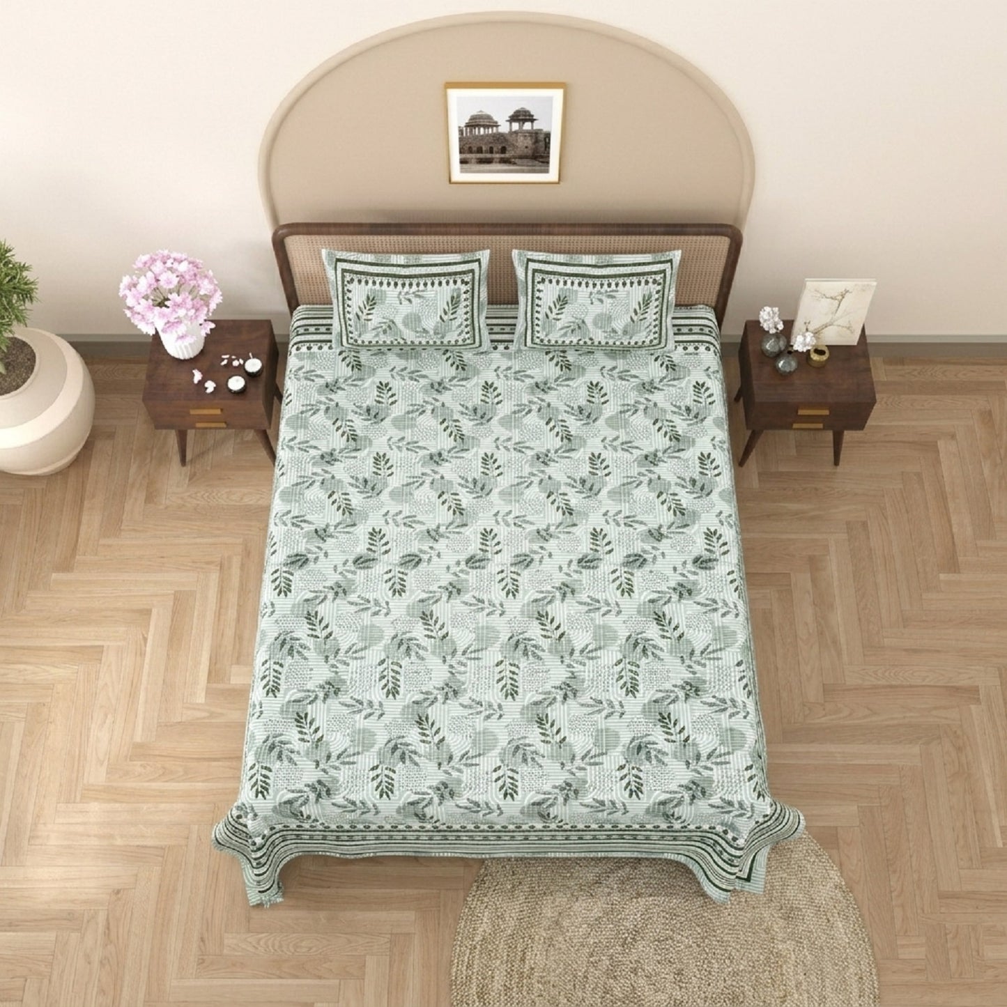 King Size 100% Cotton Double Bedsheet with 2 Pillow Covers