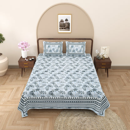 King Size 100% Cotton Double Bedsheet with 2 Pillow Covers