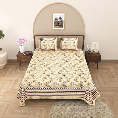 King Size 100% Cotton Double Bedsheet with 2 Pillow Covers