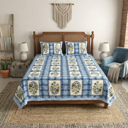 King Size 100% Cotton Double Bedsheet with 2 Pillow Covers