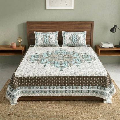 King Size 100% Cotton Double Bedsheet with 2 Pillow Covers