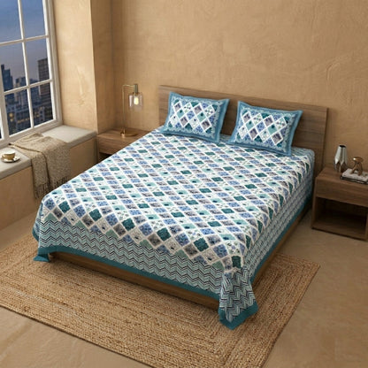 King Size 100% Cotton Double Bedsheet with 2 Pillow Covers