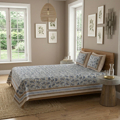 King Size 100% Cotton Double Bedsheet with 2 Pillow Covers