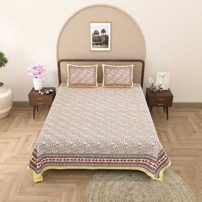King Size 100% Cotton Double Bedsheet with 2 Pillow Covers