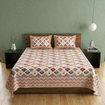 King Size 100% Cotton Double Bedsheet with 2 Pillow Covers