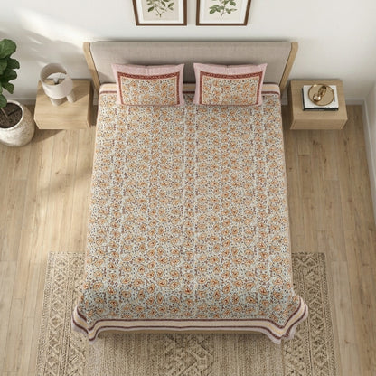 King Size 100% Cotton Double Bedsheet with 2 Pillow Covers