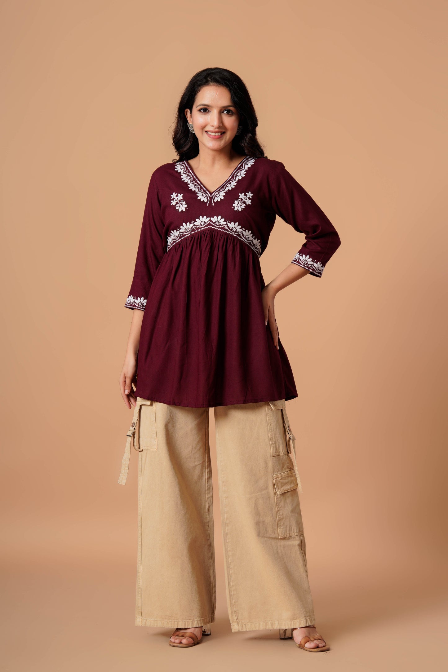 Black Embroidered Empire Top