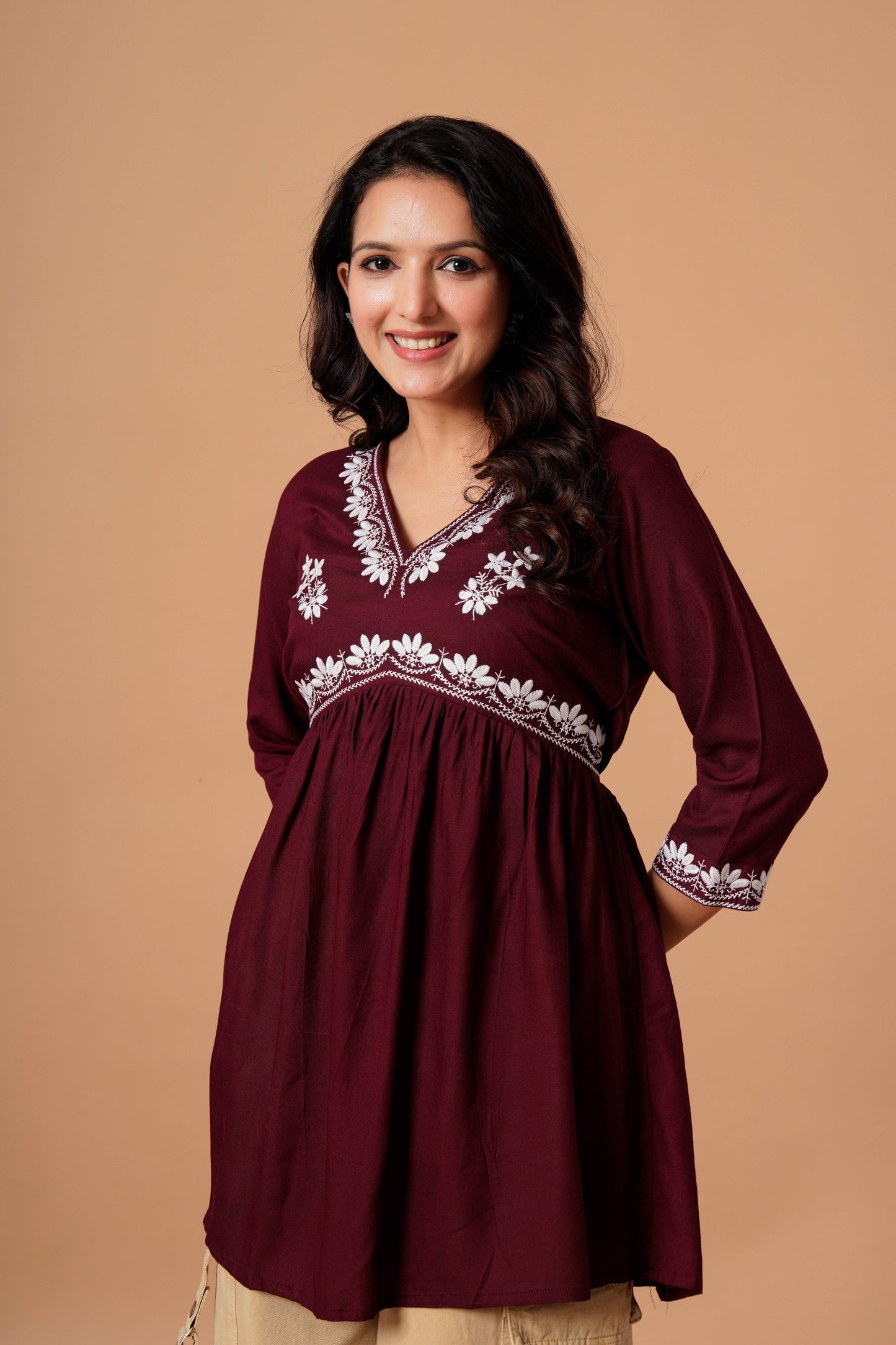 Black Embroidered Empire Top