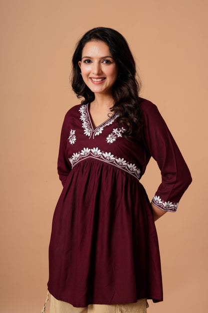 Black Embroidered Empire Top