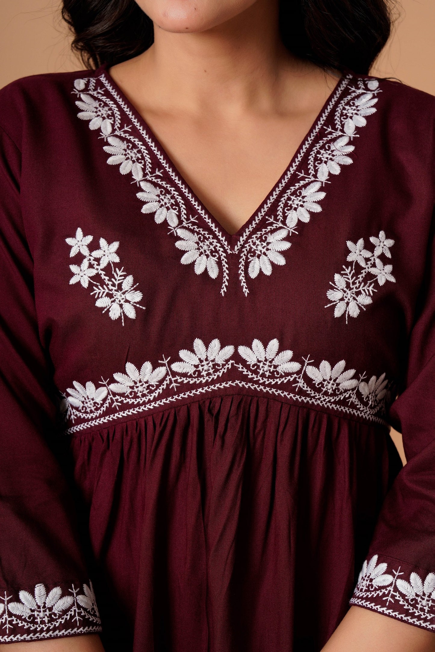 Black Embroidered Empire Top