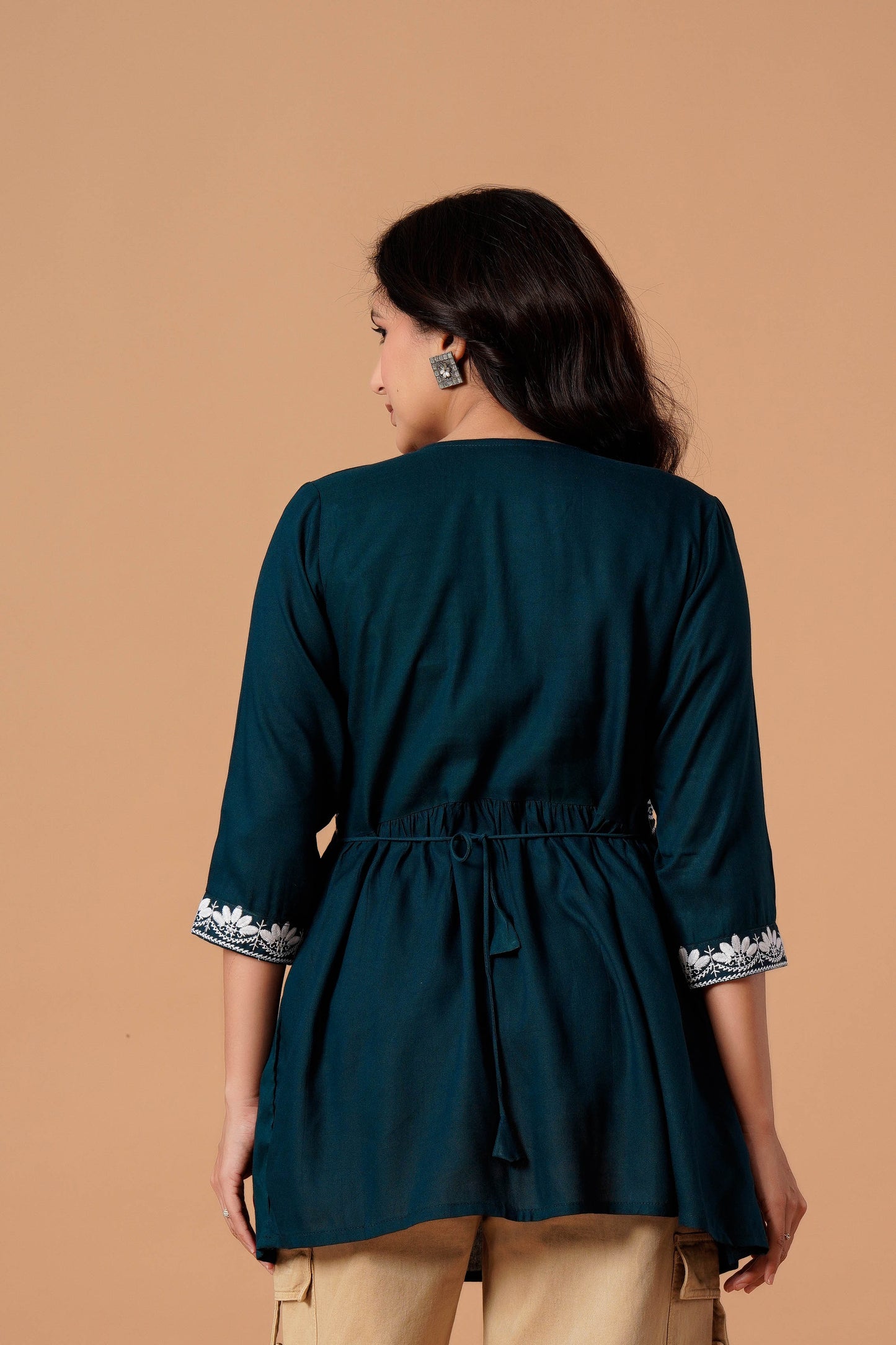 Black Embroidered Empire Top