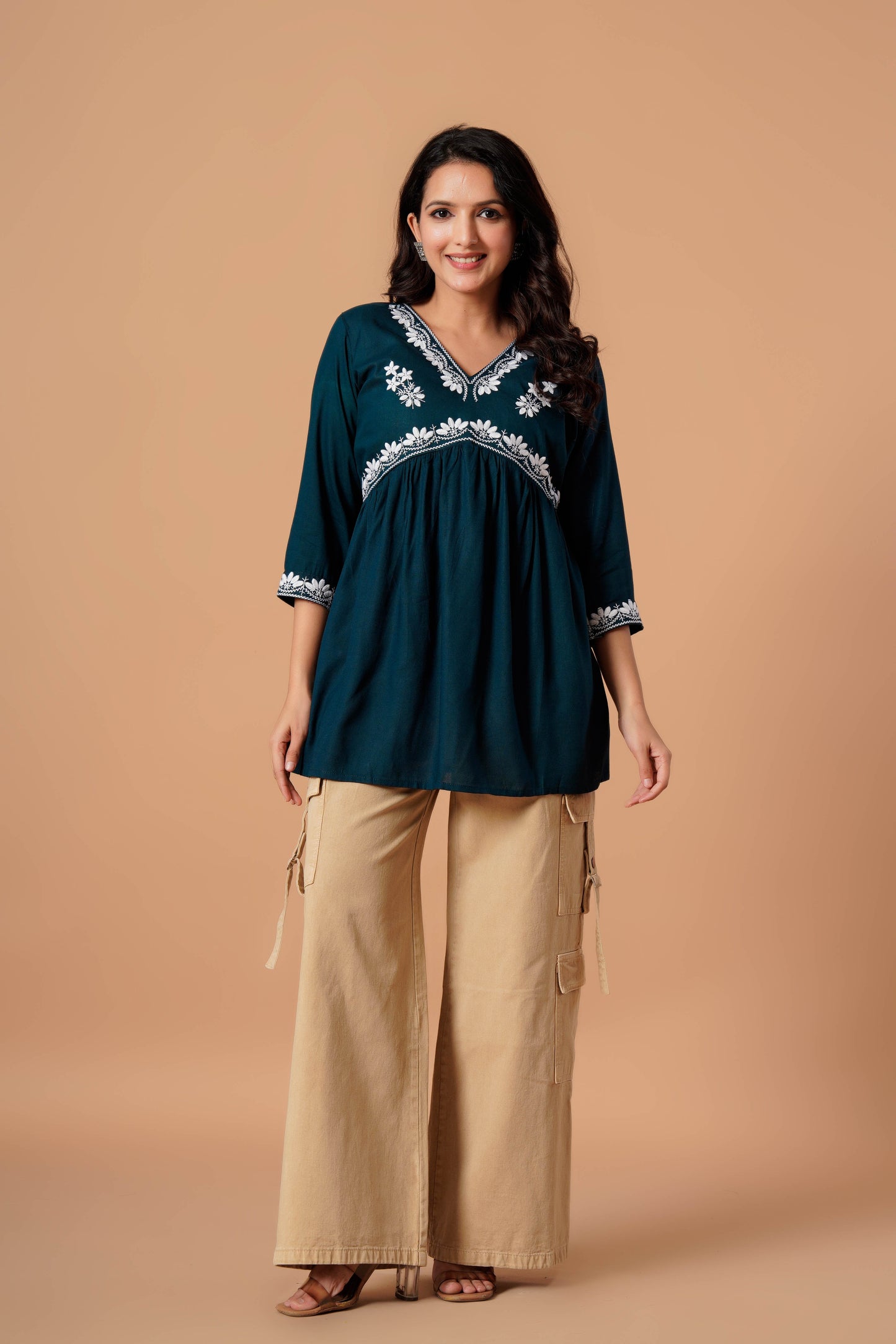 Black Embroidered Empire Top