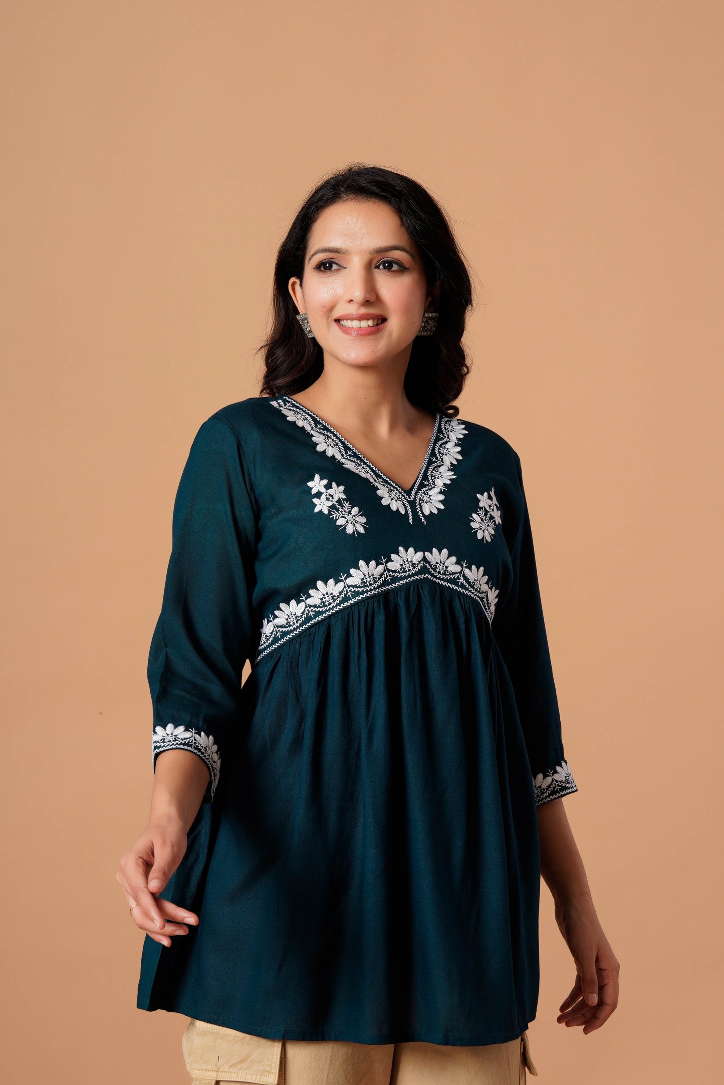 Black Embroidered Empire Top