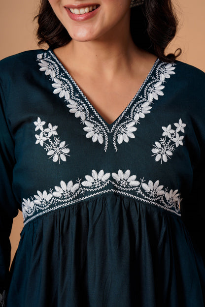 Black Embroidered Empire Top