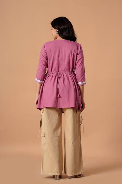 Black Embroidered Empire Top