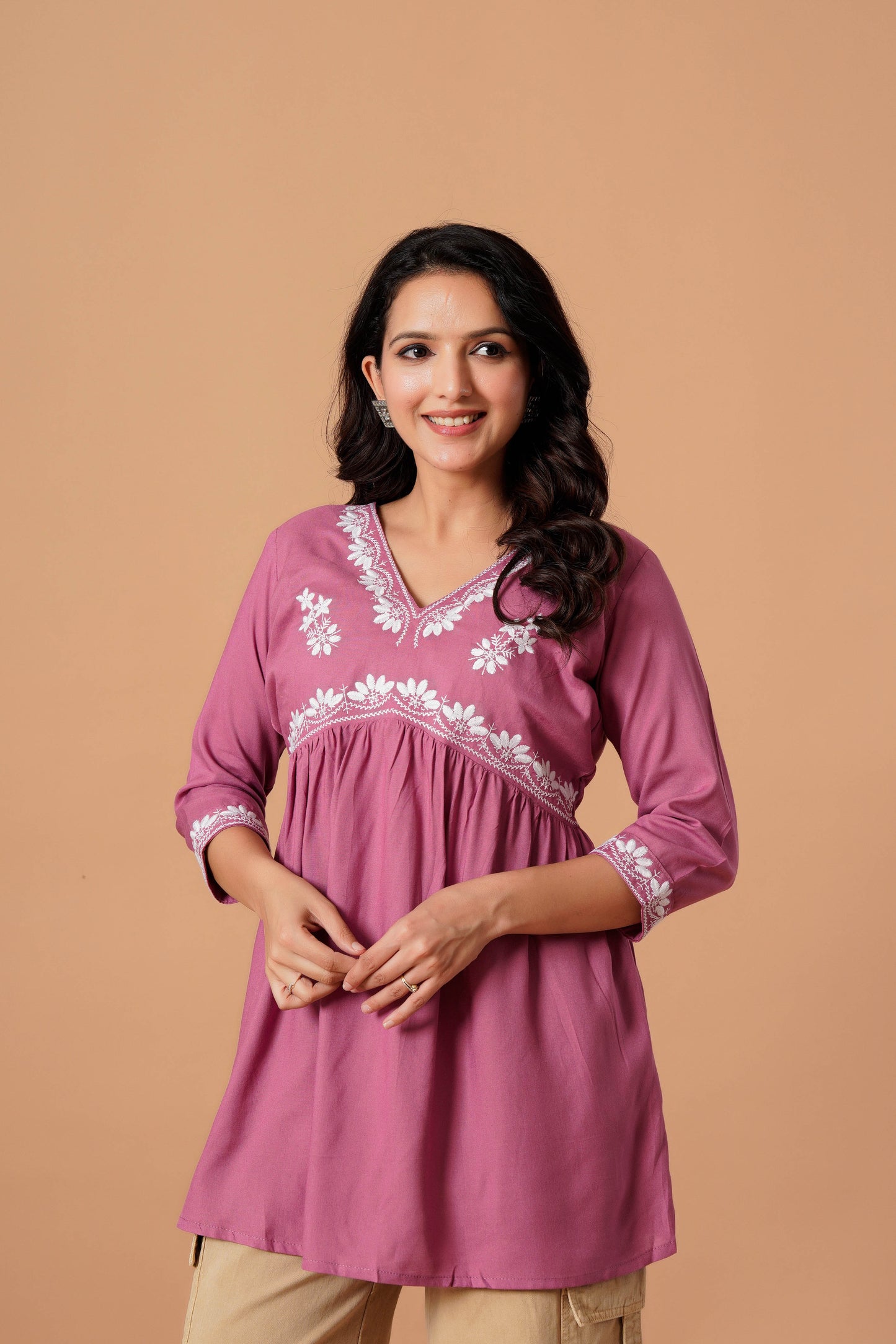 Black Embroidered Empire Top