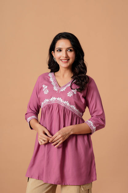 Black Embroidered Empire Top