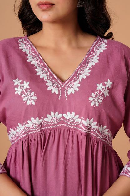 Black Embroidered Empire Top