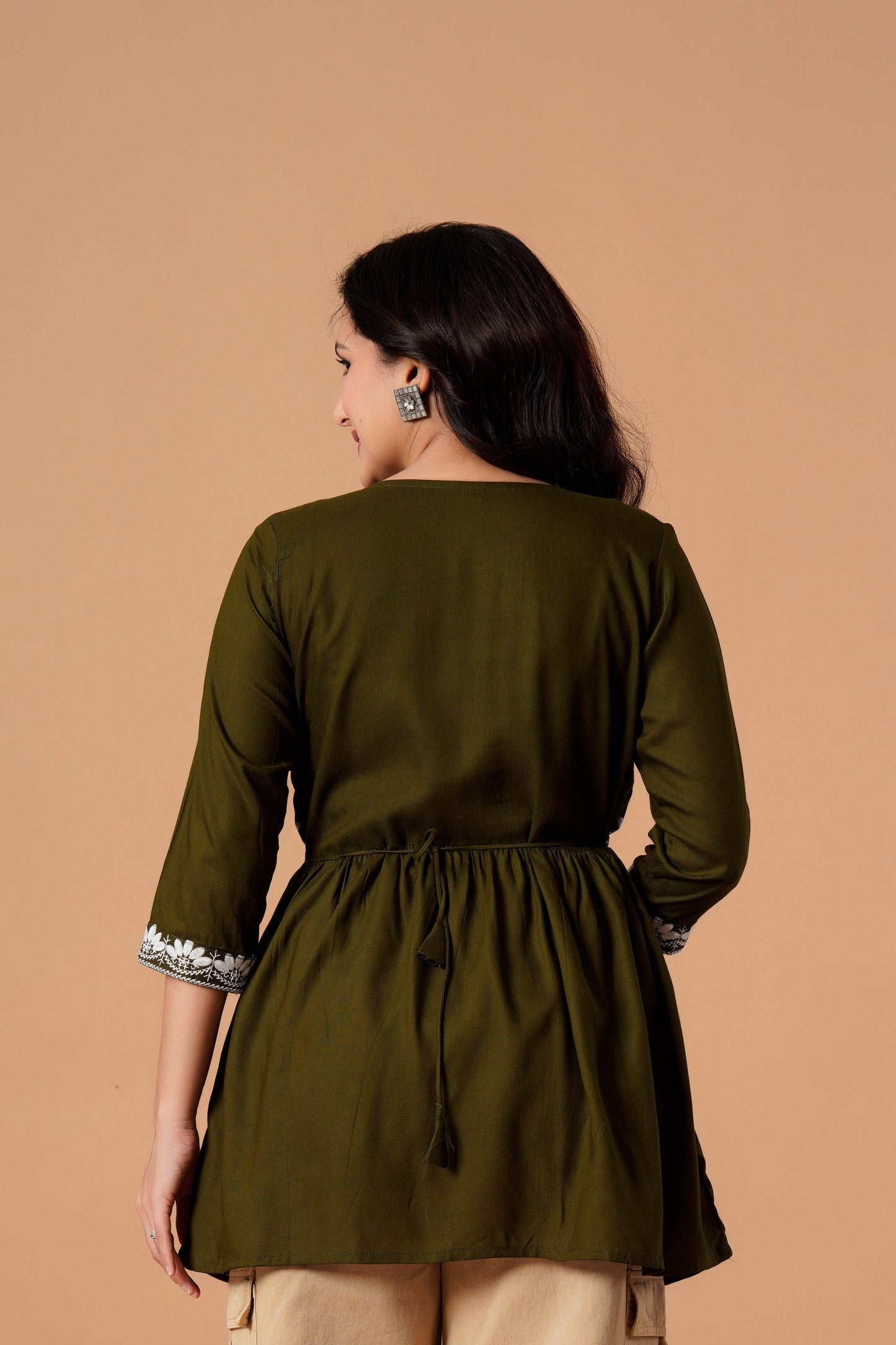 Black Embroidered Empire Top