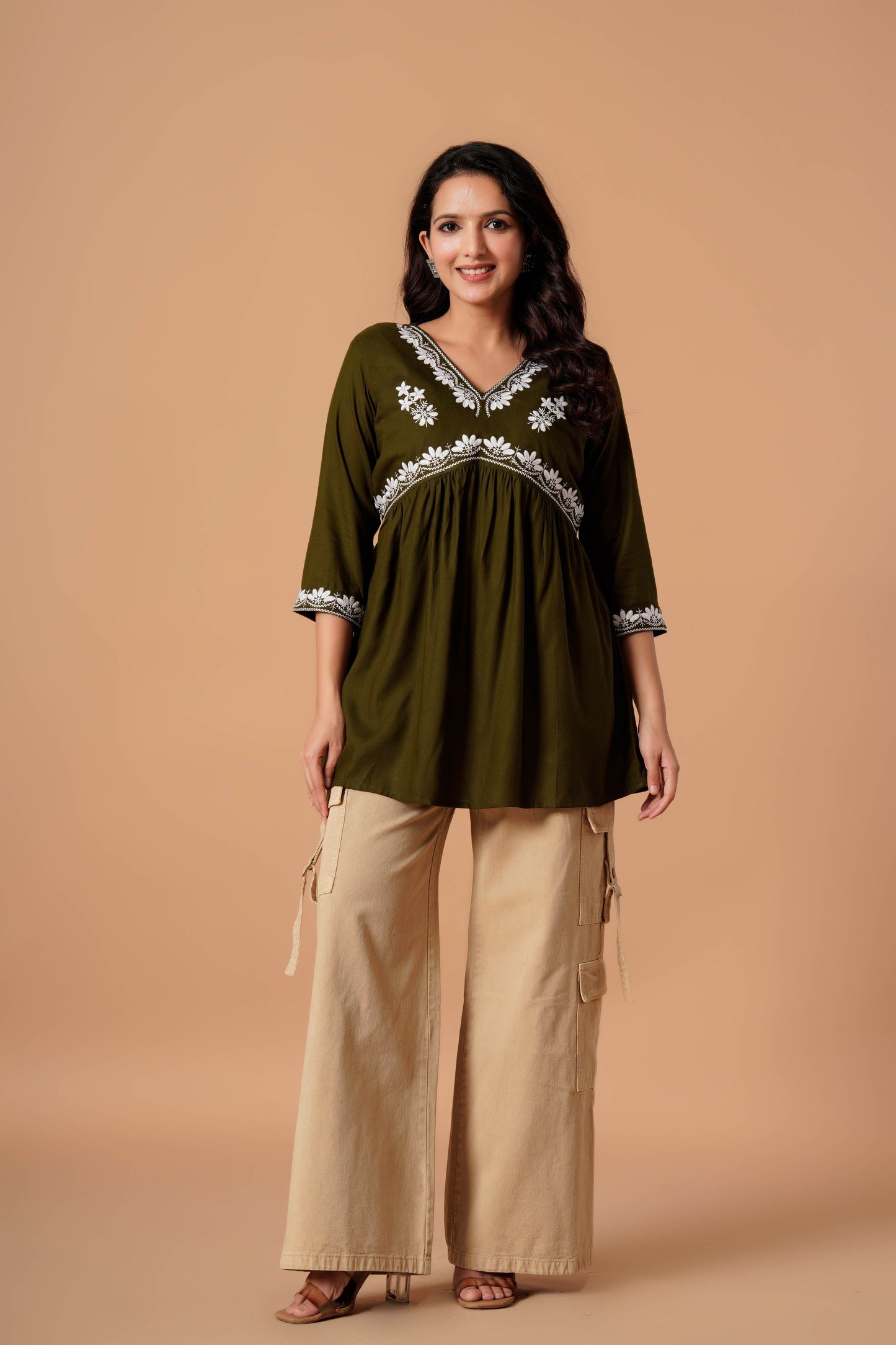 Black Embroidered Empire Top