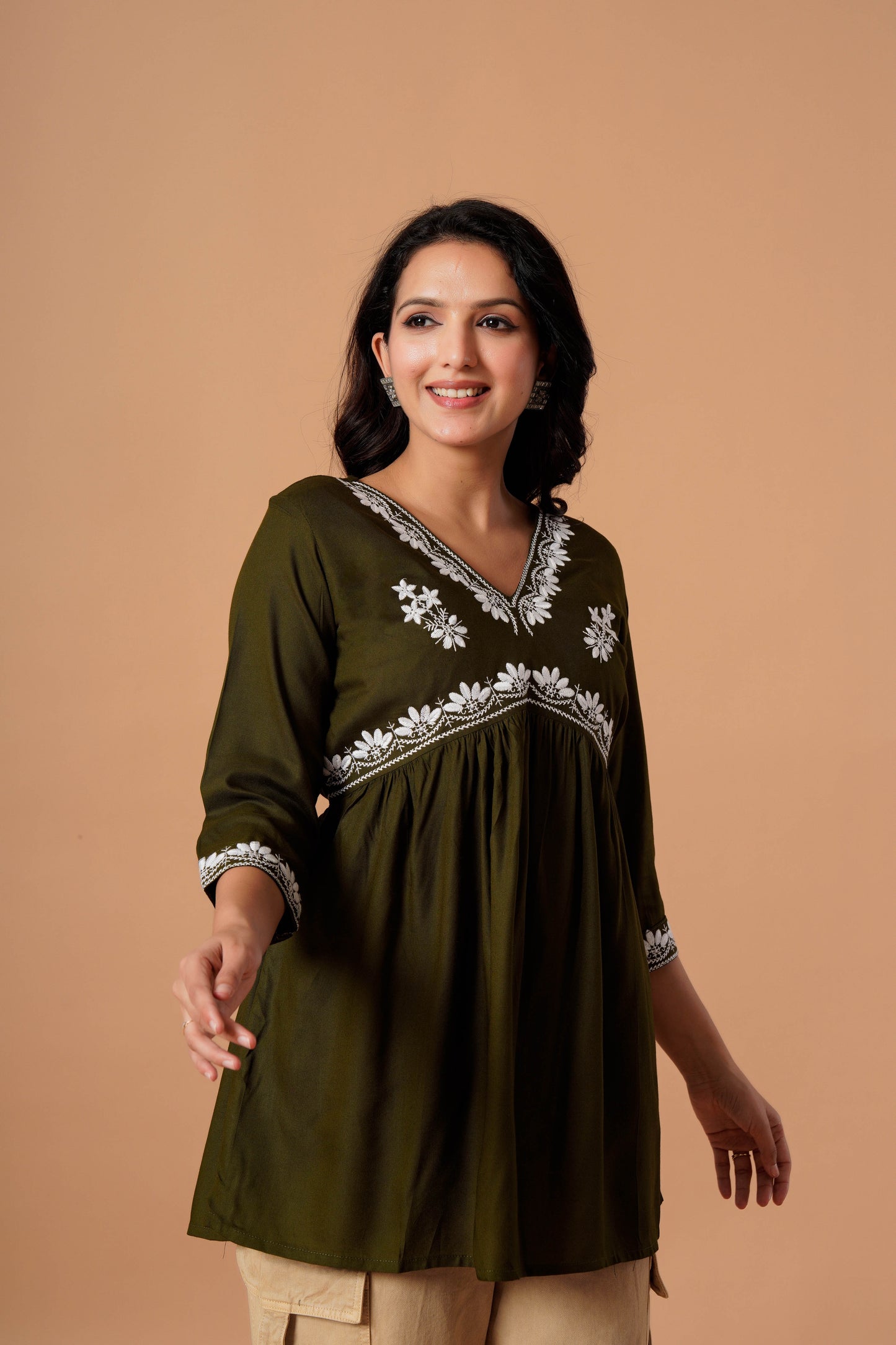 Black Embroidered Empire Top