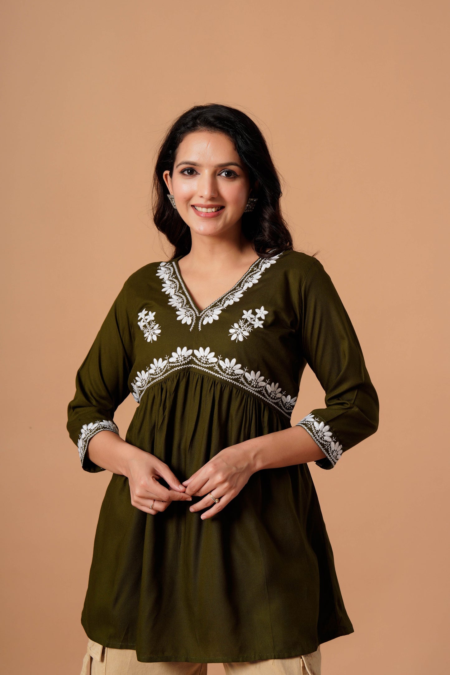 Black Embroidered Empire Top