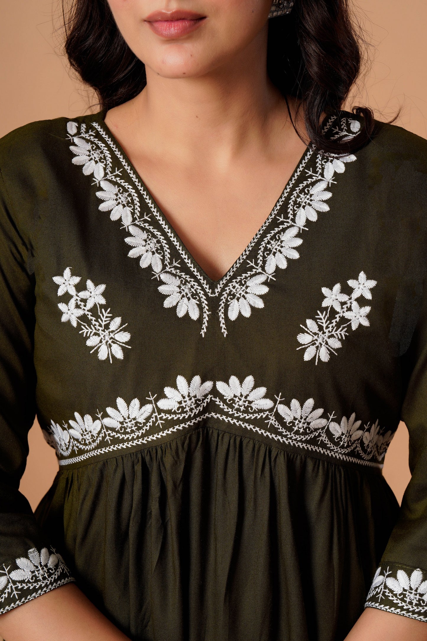 Black Embroidered Empire Top