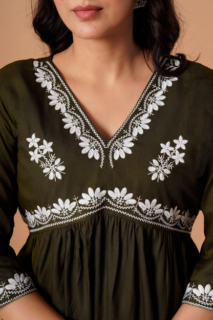 Black Embroidered Empire Top