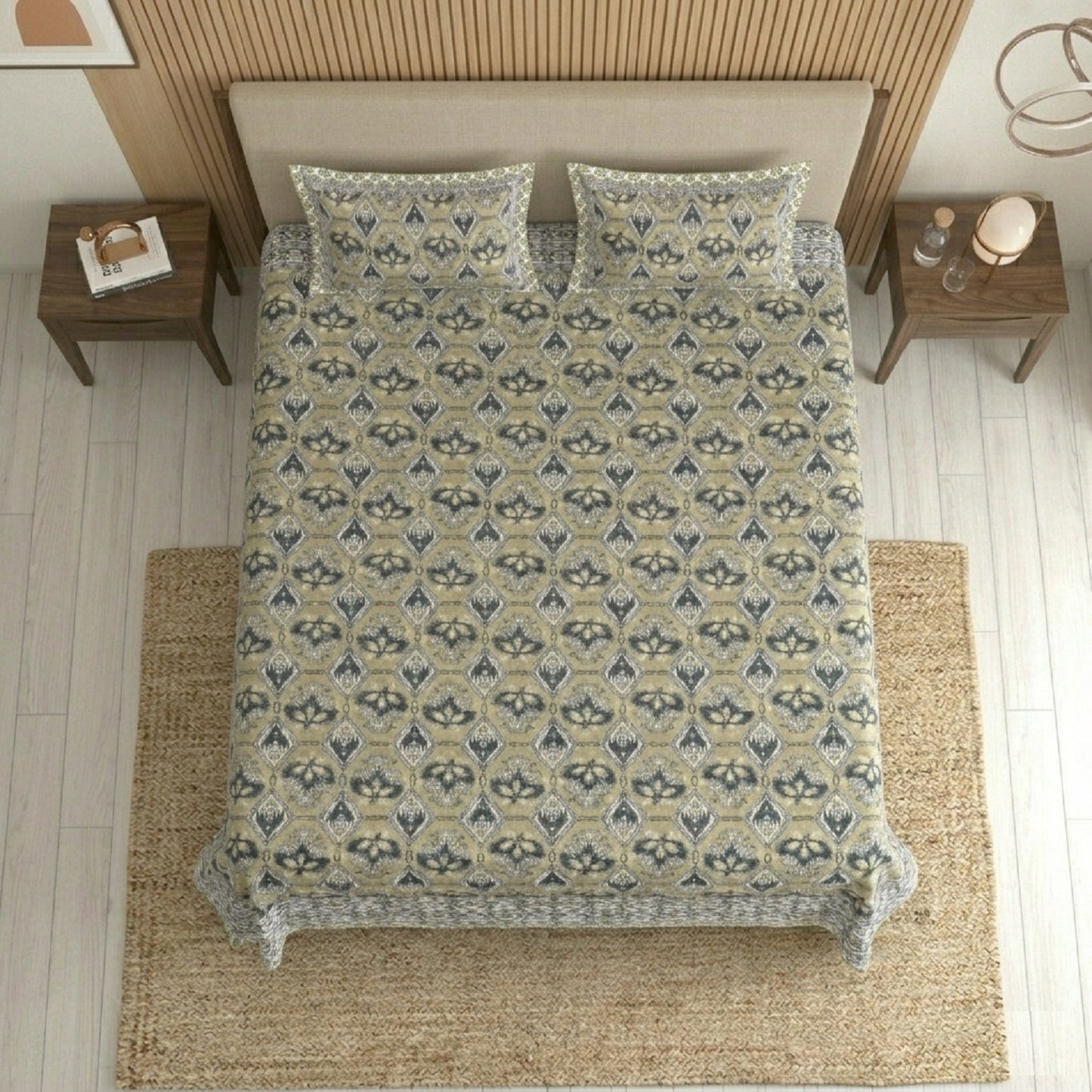 King Size 100% Cotton Double Bedsheet with 2 Pillow Covers