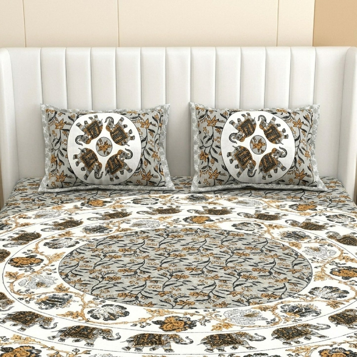 King Size 100% Cotton Double Bedsheet with 2 Pillow Covers