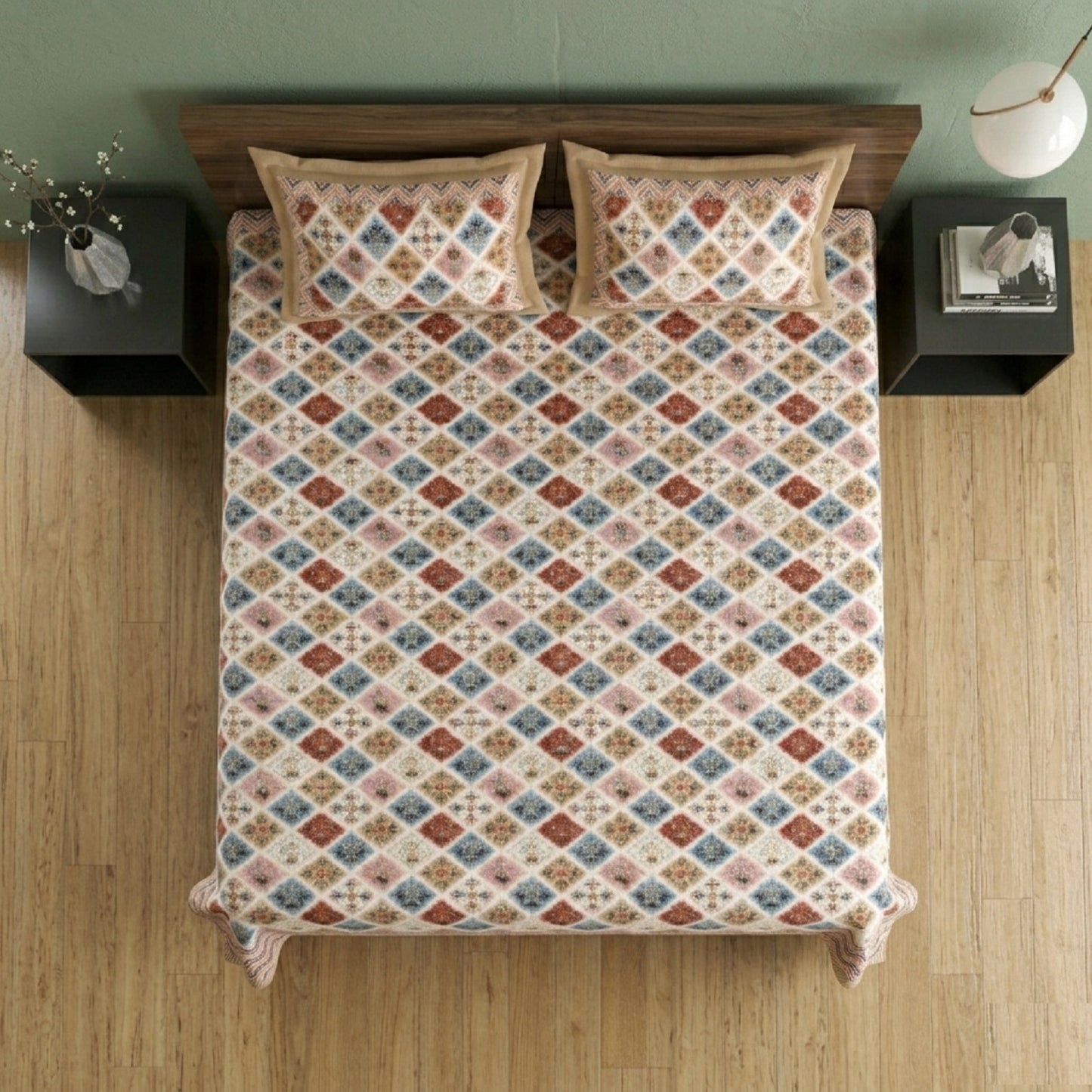 King Size 100% Cotton Double Bedsheet with 2 Pillow Covers