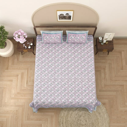 King Size 100% Cotton Double Bedsheet with 2 Pillow Covers