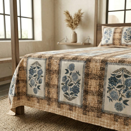 King Size 100% Cotton Double Bedsheet with 2 Pillow Covers