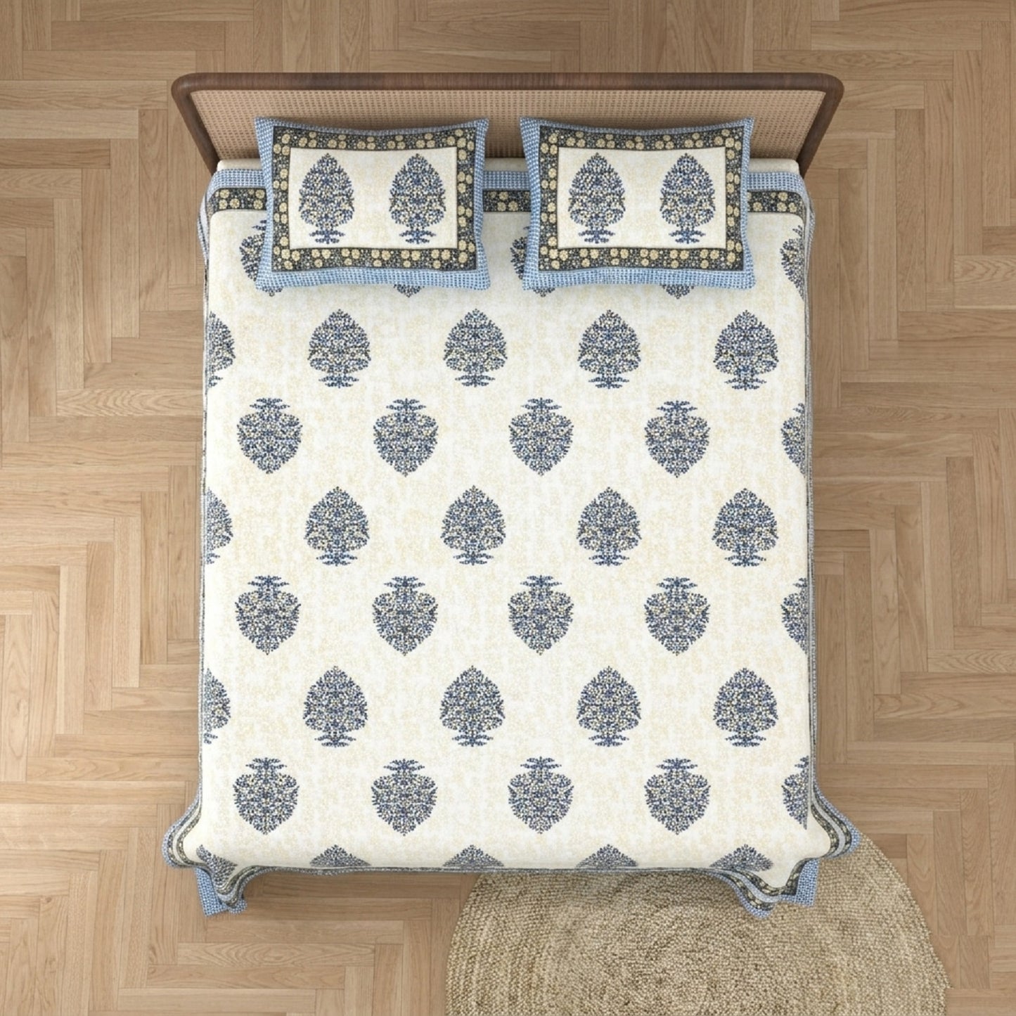 King Size 100% Cotton Double Bedsheet with 2 Pillow Covers