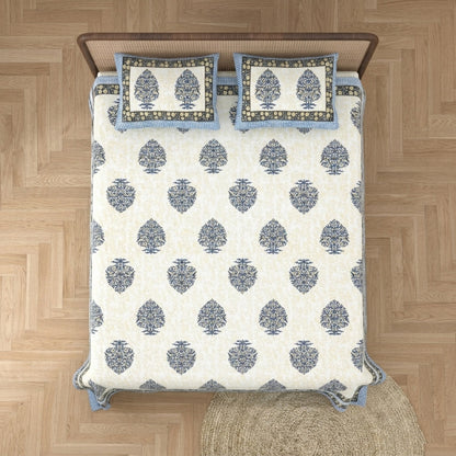 King Size 100% Cotton Double Bedsheet with 2 Pillow Covers