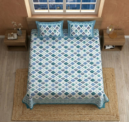 King Size 100% Cotton Double Bedsheet with 2 Pillow Covers