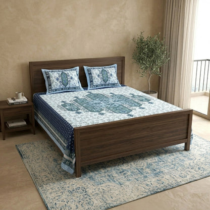 King Size 100% Cotton Double Bedsheet with 2 Pillow Covers