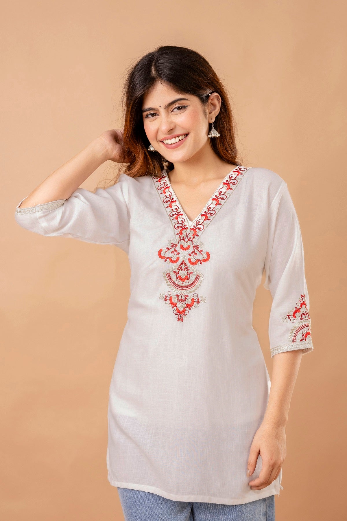 Yellow Embroidered Ethnic Top