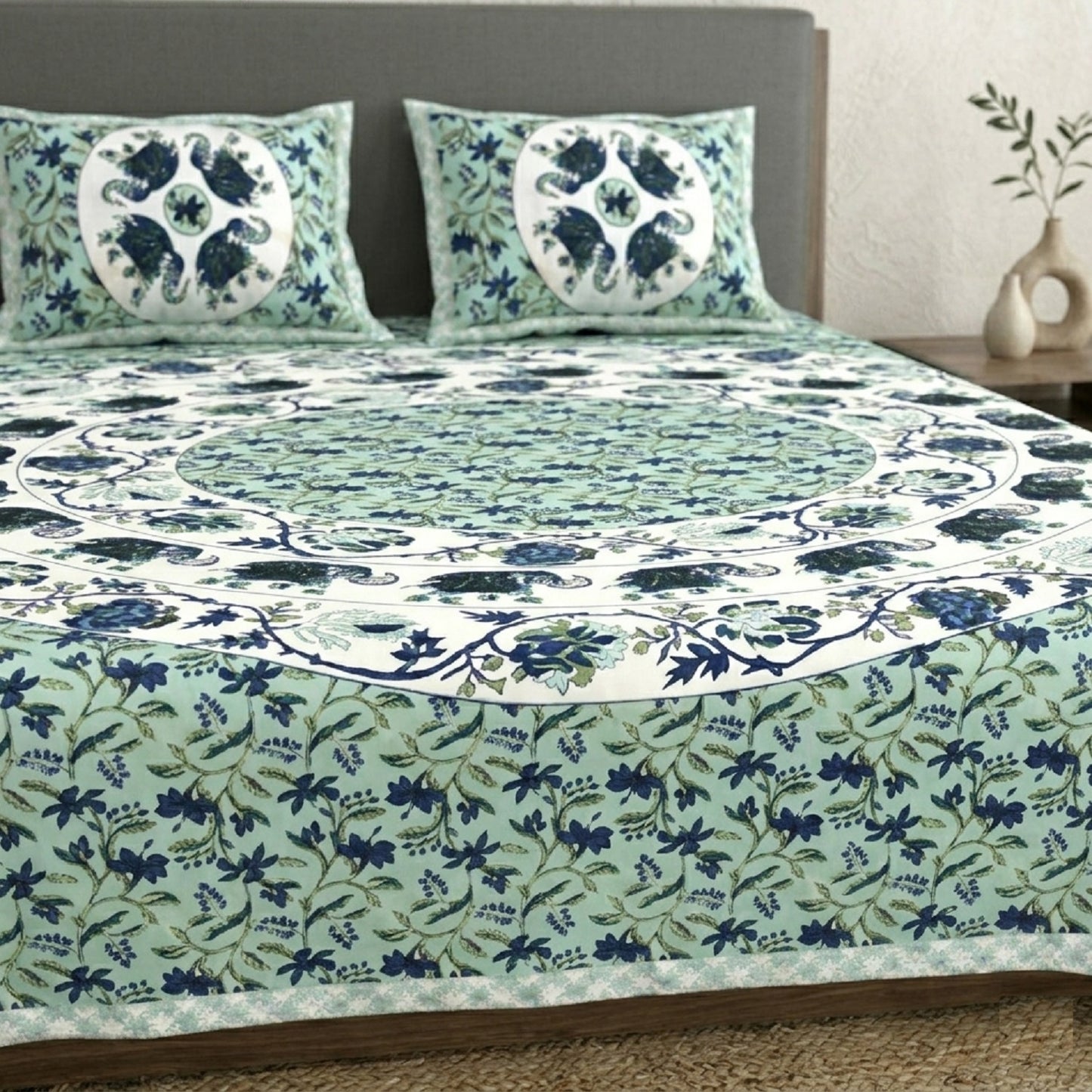 King Size 100% Cotton Double Bedsheet with 2 Pillow Covers