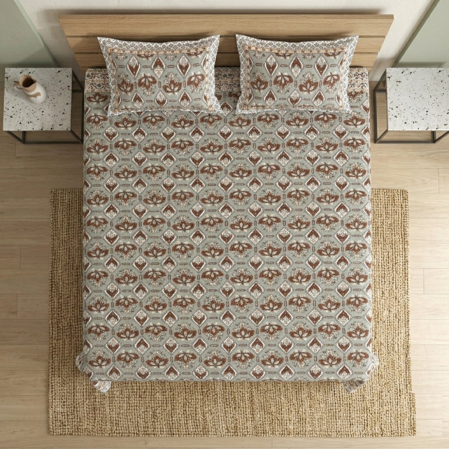 King Size 100% Cotton Double Bedsheet with 2 Pillow Covers