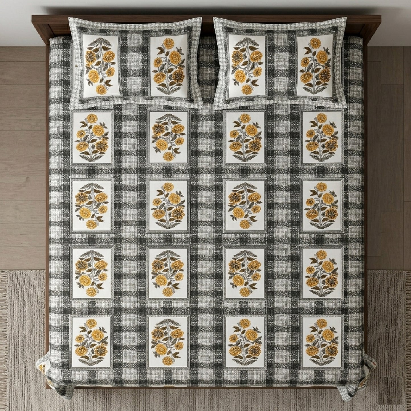 King Size 100% Cotton Double Bedsheet with 2 Pillow Covers
