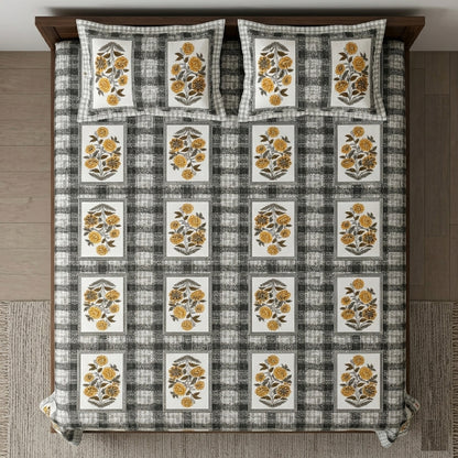 King Size 100% Cotton Double Bedsheet with 2 Pillow Covers