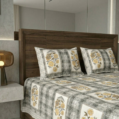 King Size 100% Cotton Double Bedsheet with 2 Pillow Covers