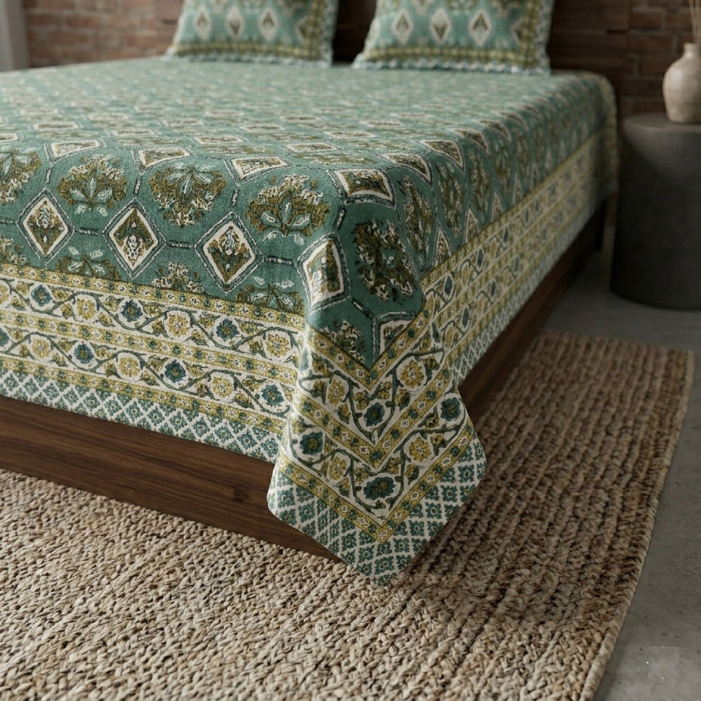 King Size 100% Cotton Double Bedsheet with 2 Pillow Covers