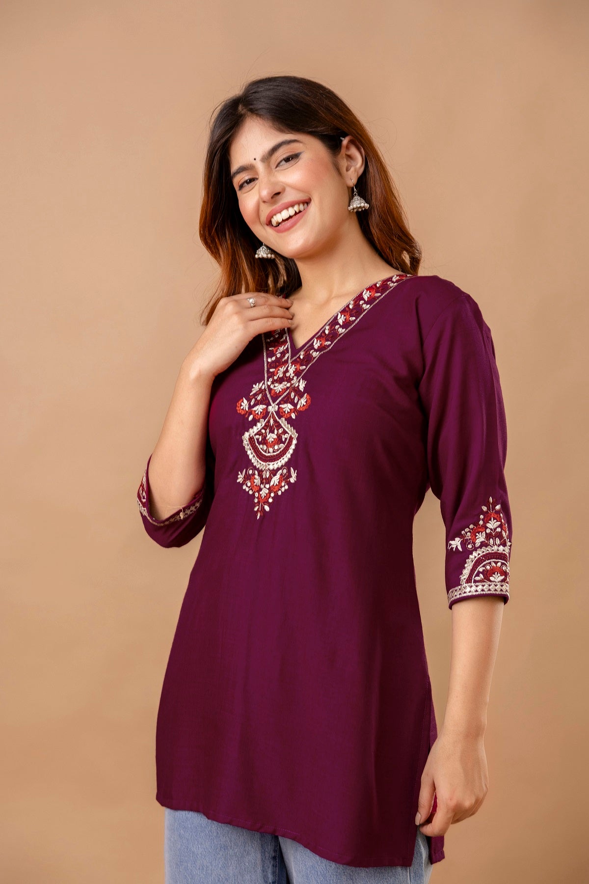 Yellow Embroidered Ethnic Top