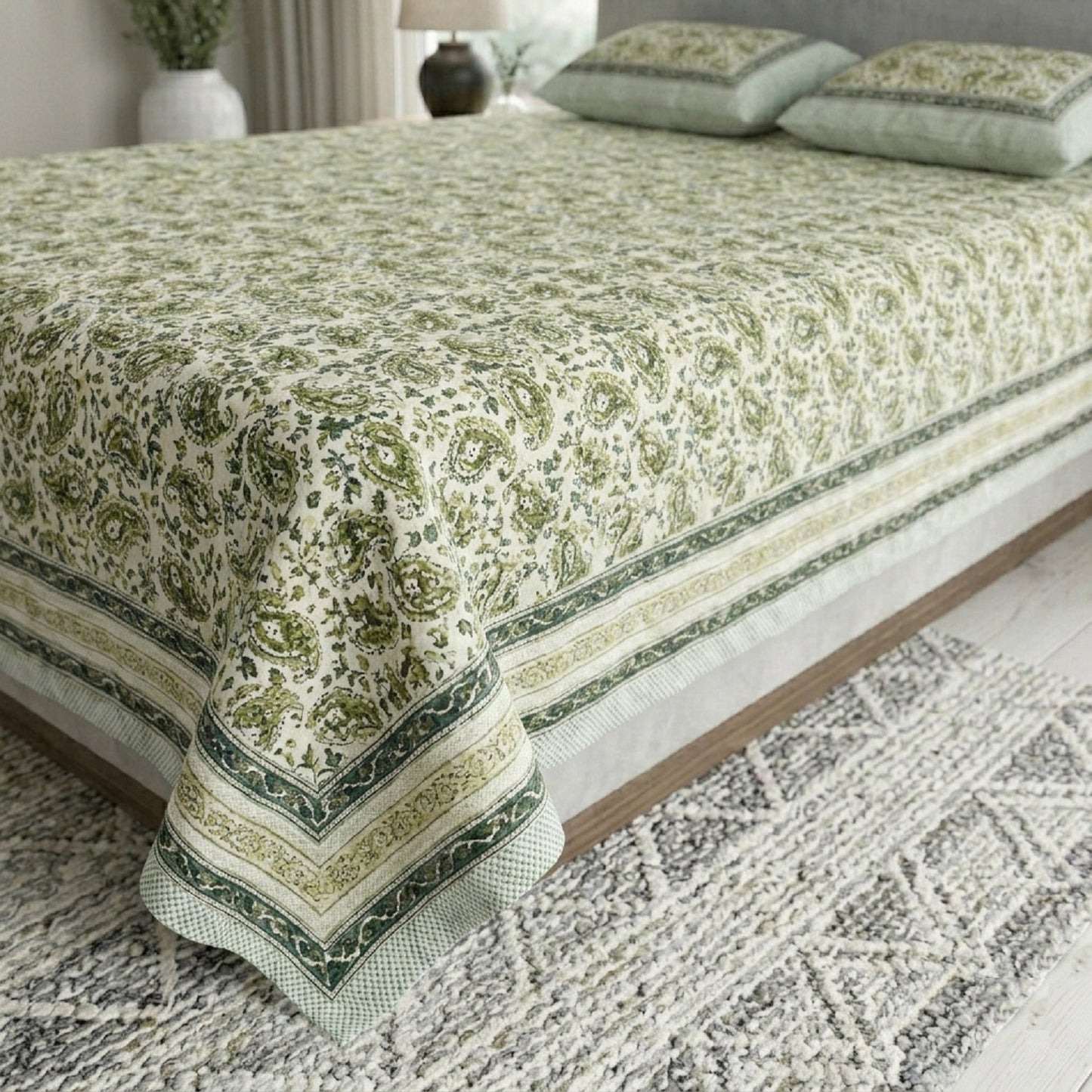 King Size 100% Cotton Double Bedsheet with 2 Pillow Covers