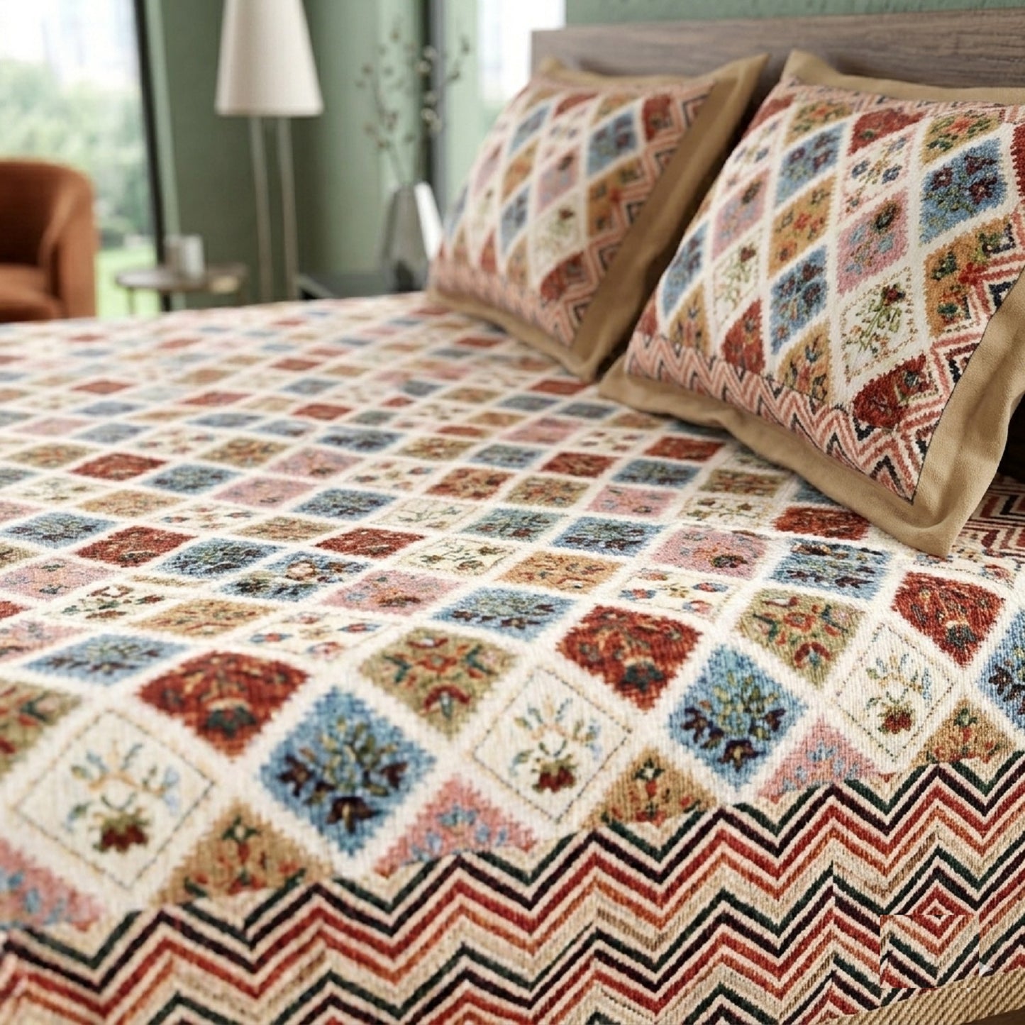 King Size 100% Cotton Double Bedsheet with 2 Pillow Covers